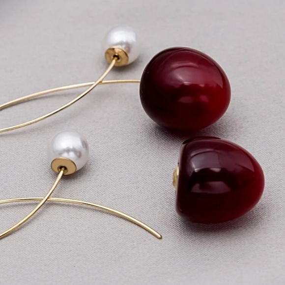 NWT Trending and chic cherry earrings/ drop earrings/ cherry earrings/ - Picture 5 of 5